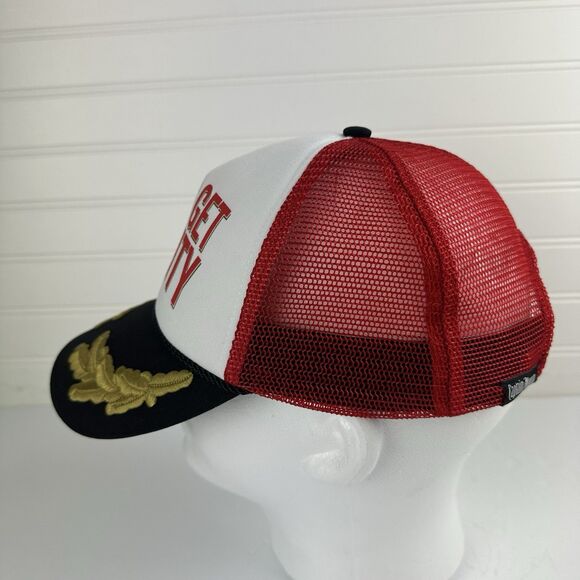 Captain Morgan LET'S GET YACHTY Scrambled Eggs Trucker Cap Mesh Hat Red Black - Picture 2 of 9
